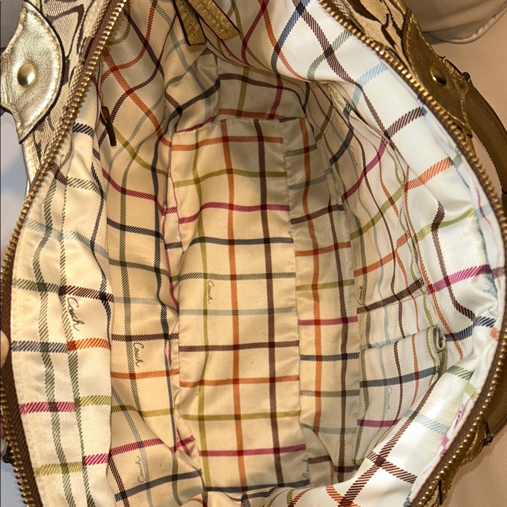 Coach Bleeker Signature Metallic Tattersall Tote - Picture 11 of 15